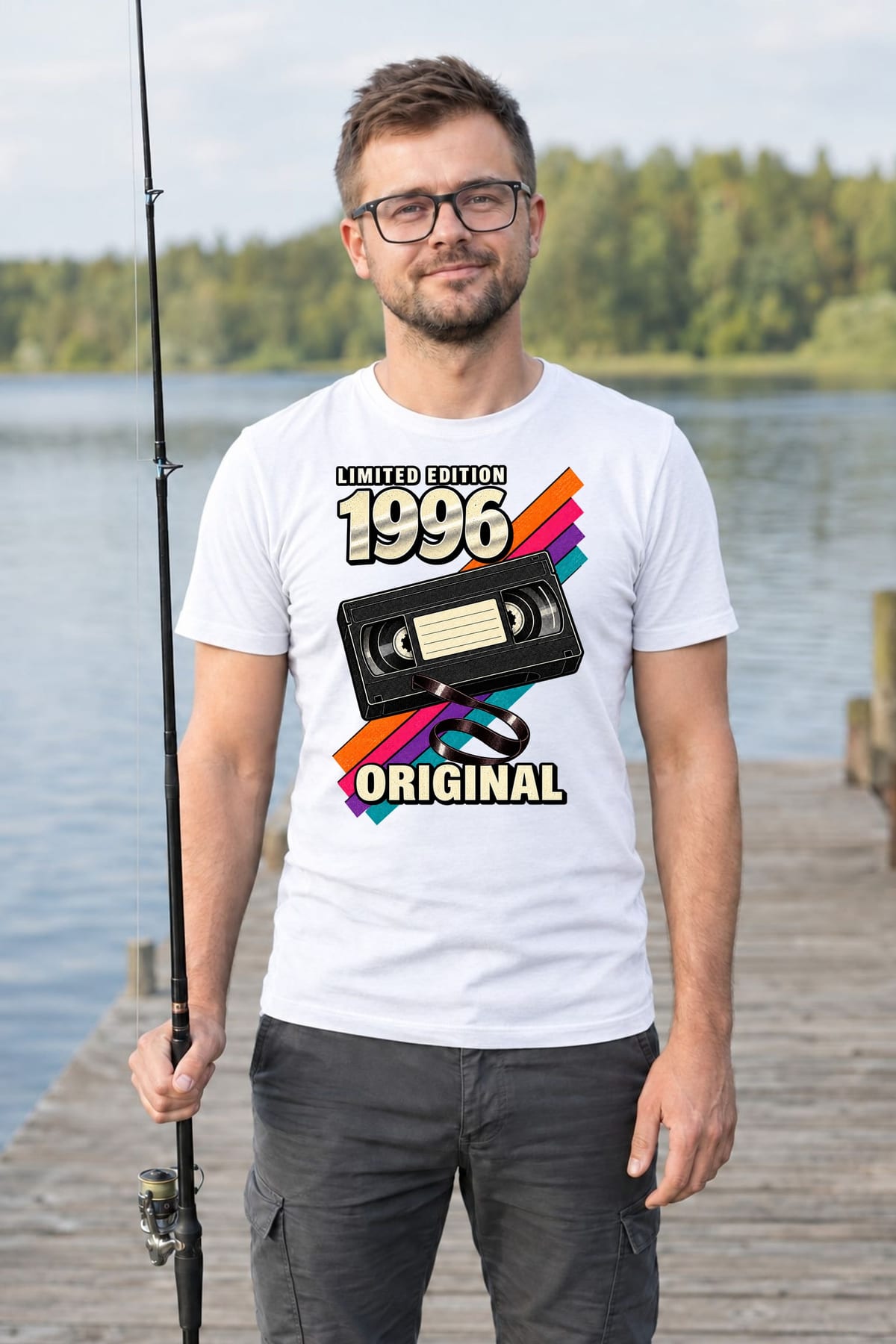 Koszulka męska biała na 30 urodziny kaseta VHS rocznik 1996 prezent, zdjęcie 7