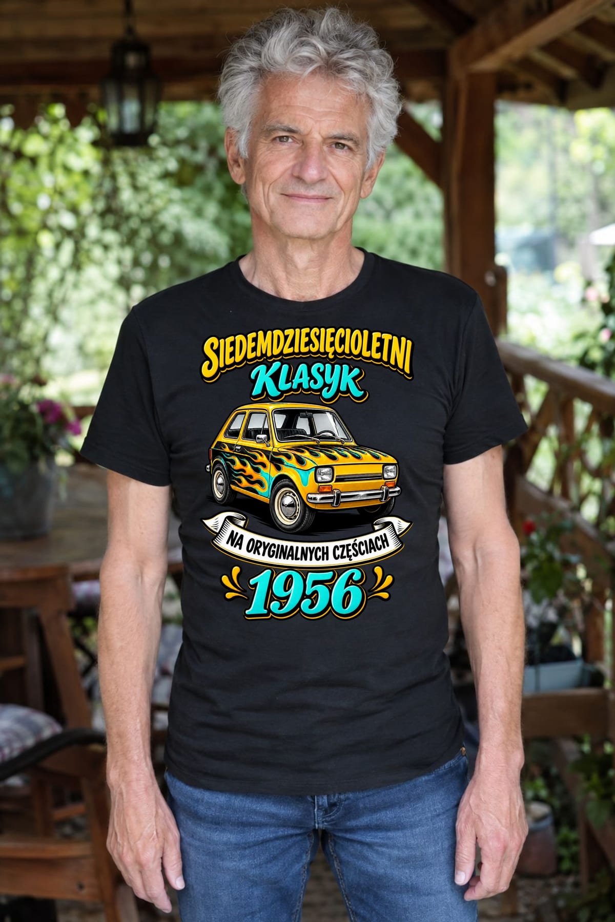 Koszulka męska czarna na 70 urodziny rocznik 1956 Maluch prezent, zdjęcie 3