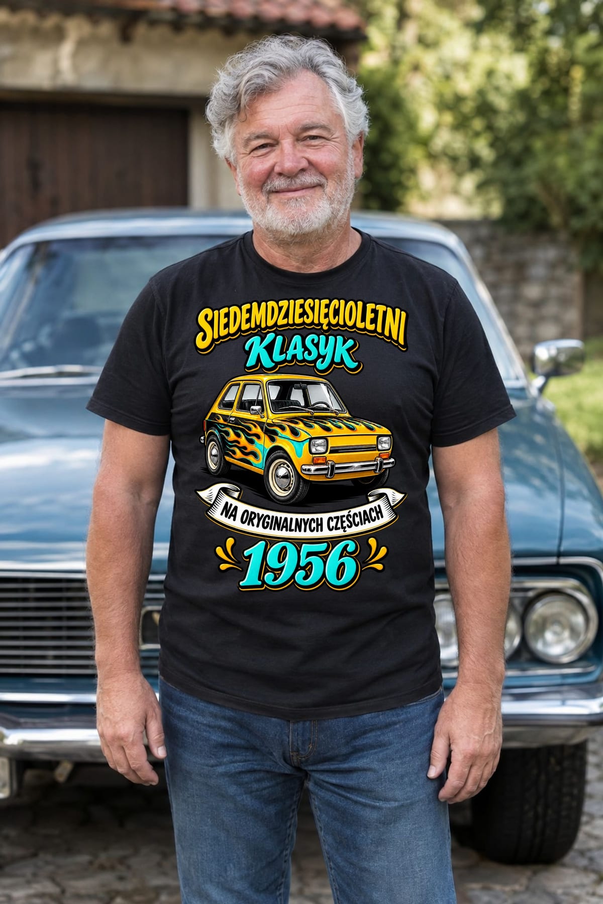 Koszulka męska czarna na 70 urodziny rocznik 1956 Maluch prezent, zdjęcie 6