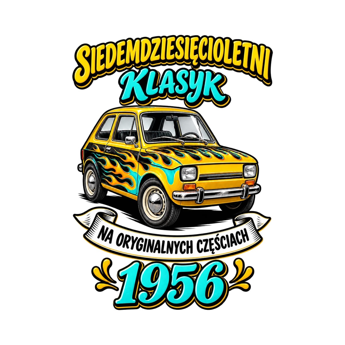 Koszulka męska biała na 70 urodziny rocznik 1956 Maluch prezent, zdjęcie 2