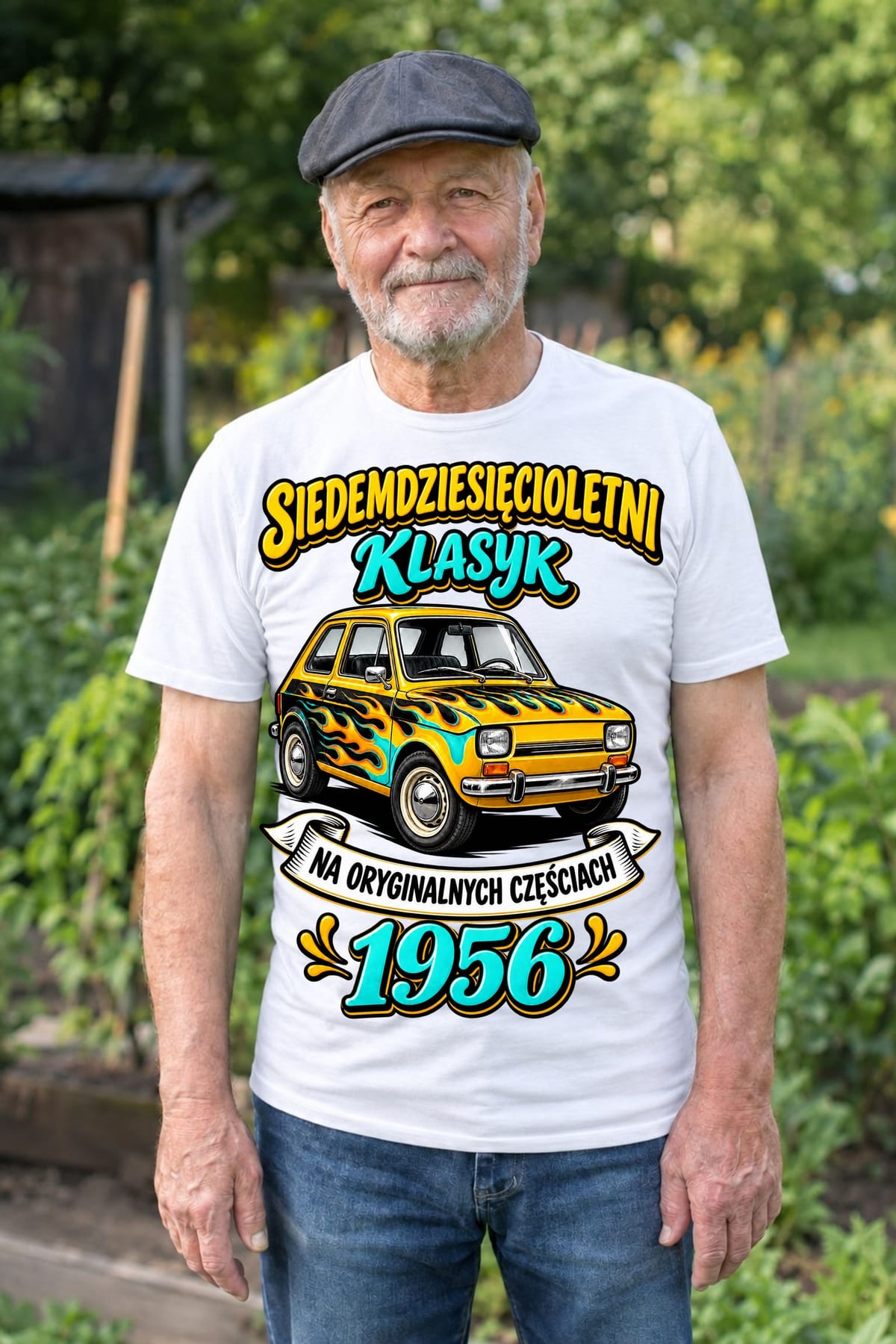 Koszulka męska biała na 70 urodziny rocznik 1956 Maluch prezent, zdjęcie 5