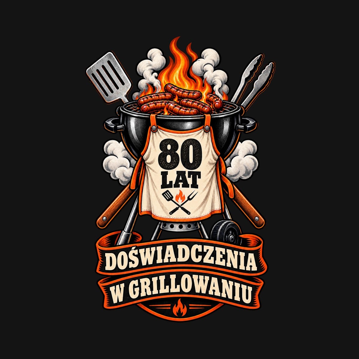 Koszulka męska czarna na 80 urodziny grill master prezent dla dziadka, zdjęcie 2