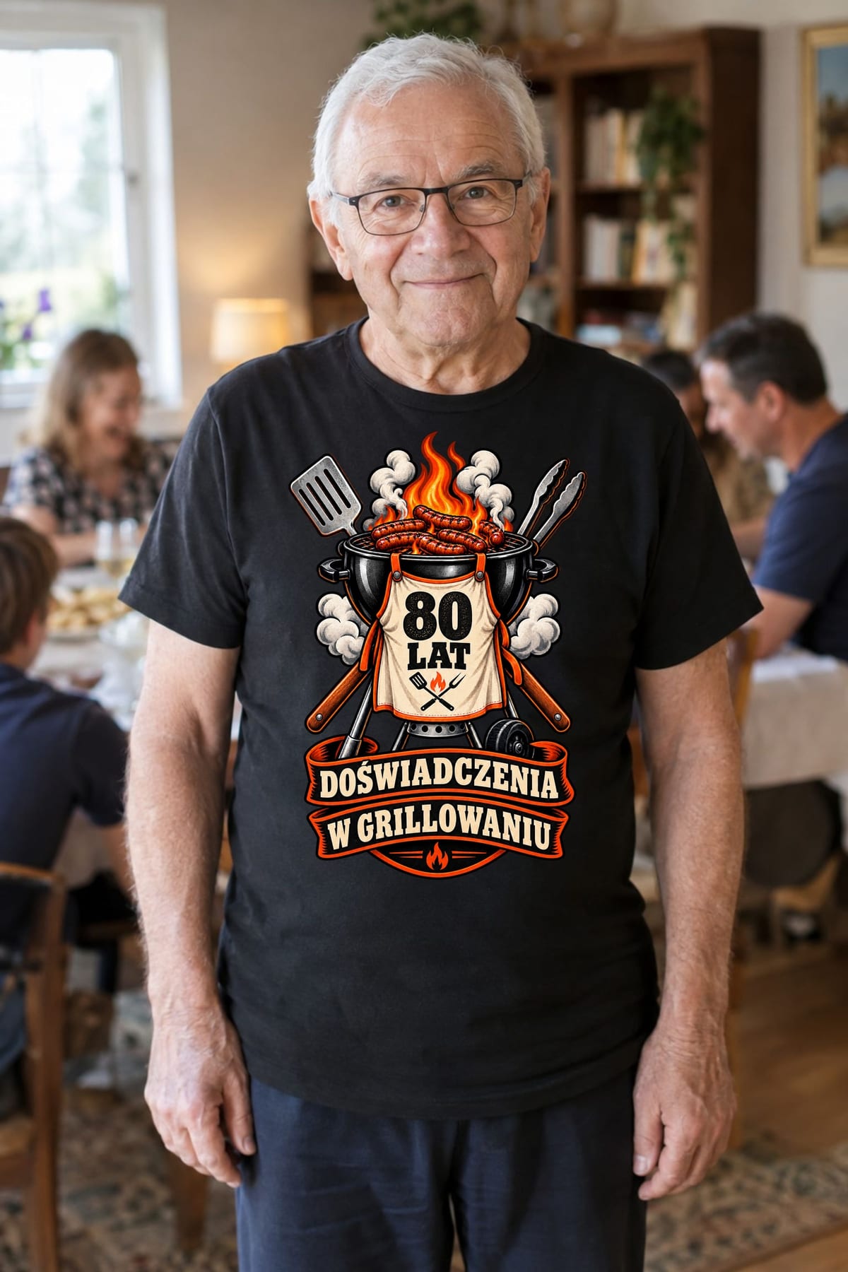 Koszulka męska czarna na 80 urodziny grill master prezent dla dziadka, zdjęcie 5