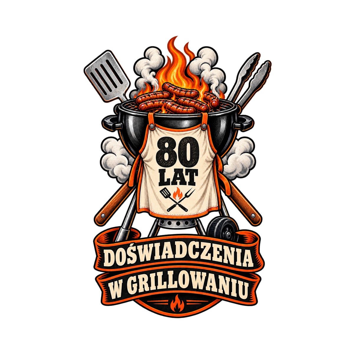 Koszulka męska biała na 80 urodziny grill master prezent dla dziadka, zdjęcie 2