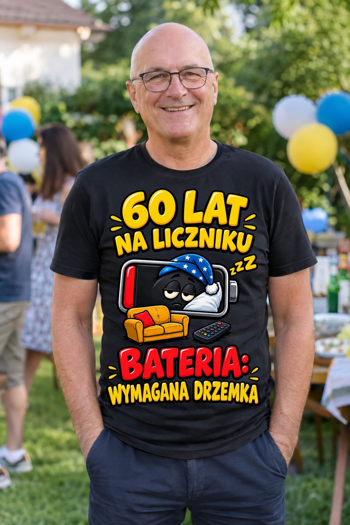Koszulka męska czarna na 60 urodziny wymagana drzemka prezent, zdjęcie 4