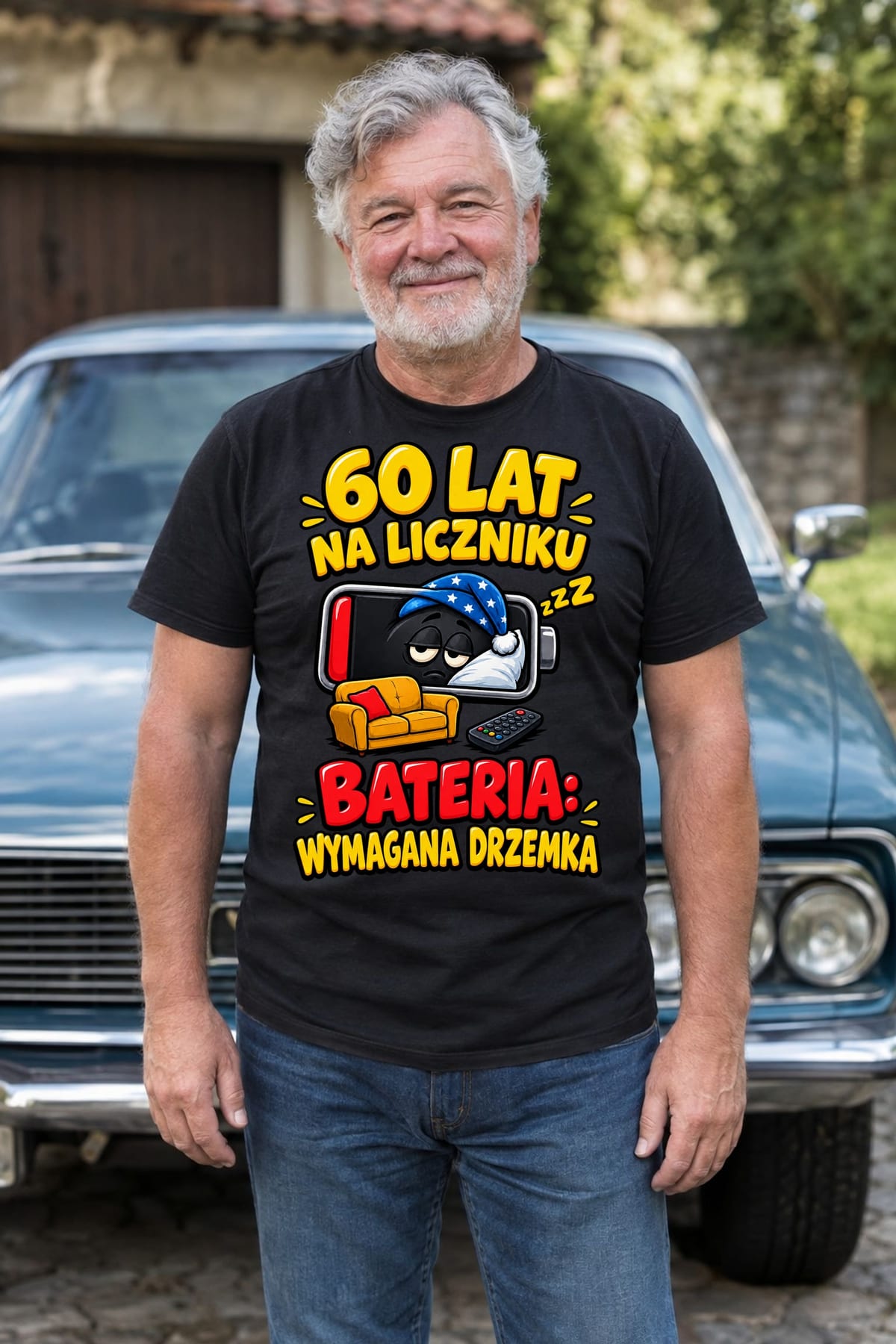 Koszulka męska czarna na 60 urodziny wymagana drzemka prezent, zdjęcie 6