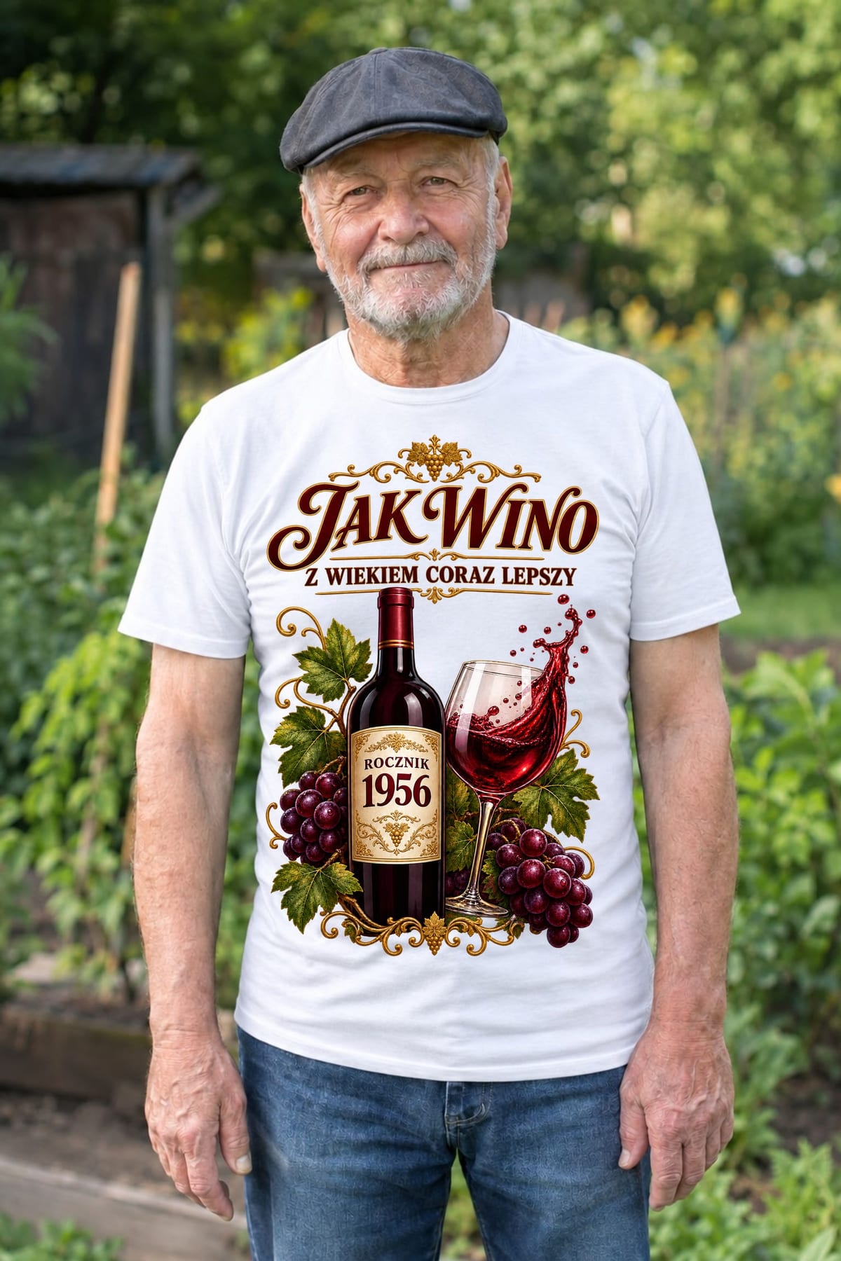 Koszulka męska biała jak wino na 70 urodziny rocznik 1956 prezent, zdjęcie 6