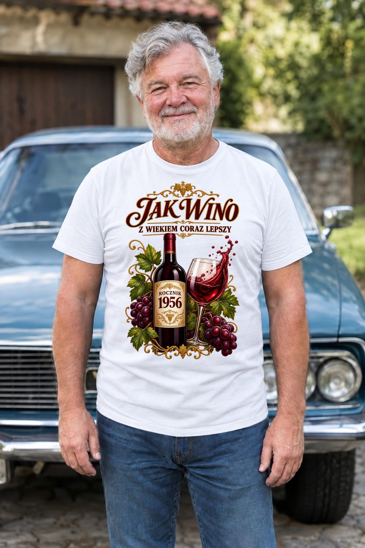 Koszulka męska biała jak wino na 70 urodziny rocznik 1956 prezent, zdjęcie 8