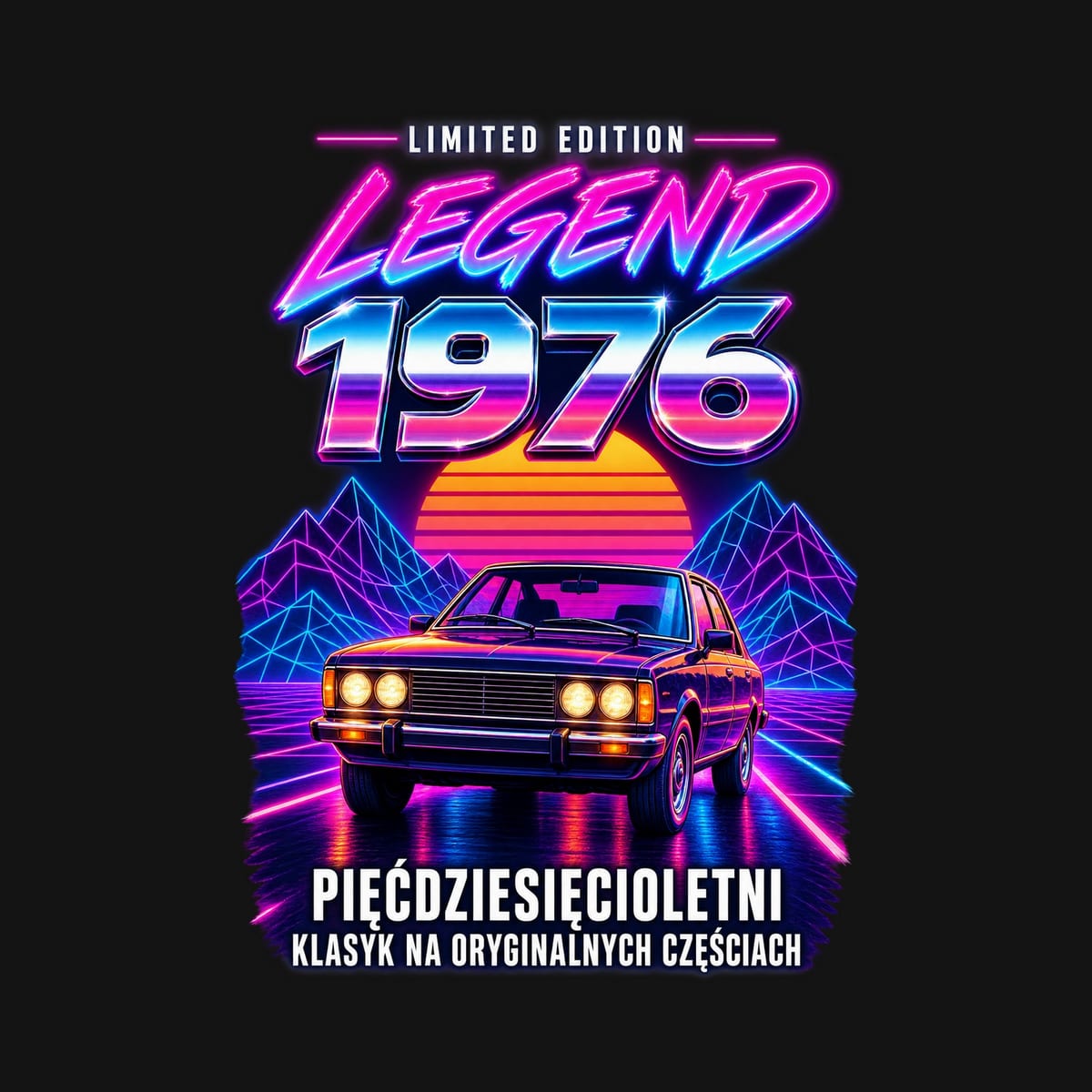 Koszulka męska czarna na 50 urodziny rocznik 1976 Polonez prezent, zdjęcie 2