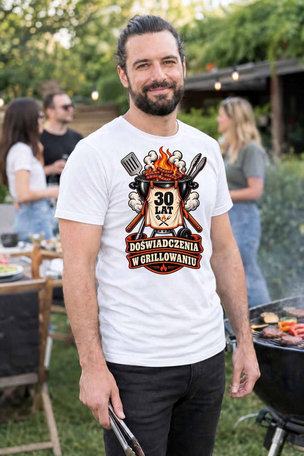 Koszulka męska biała na 30 urodziny grillmaster prezent dla taty, zdjęcie 7