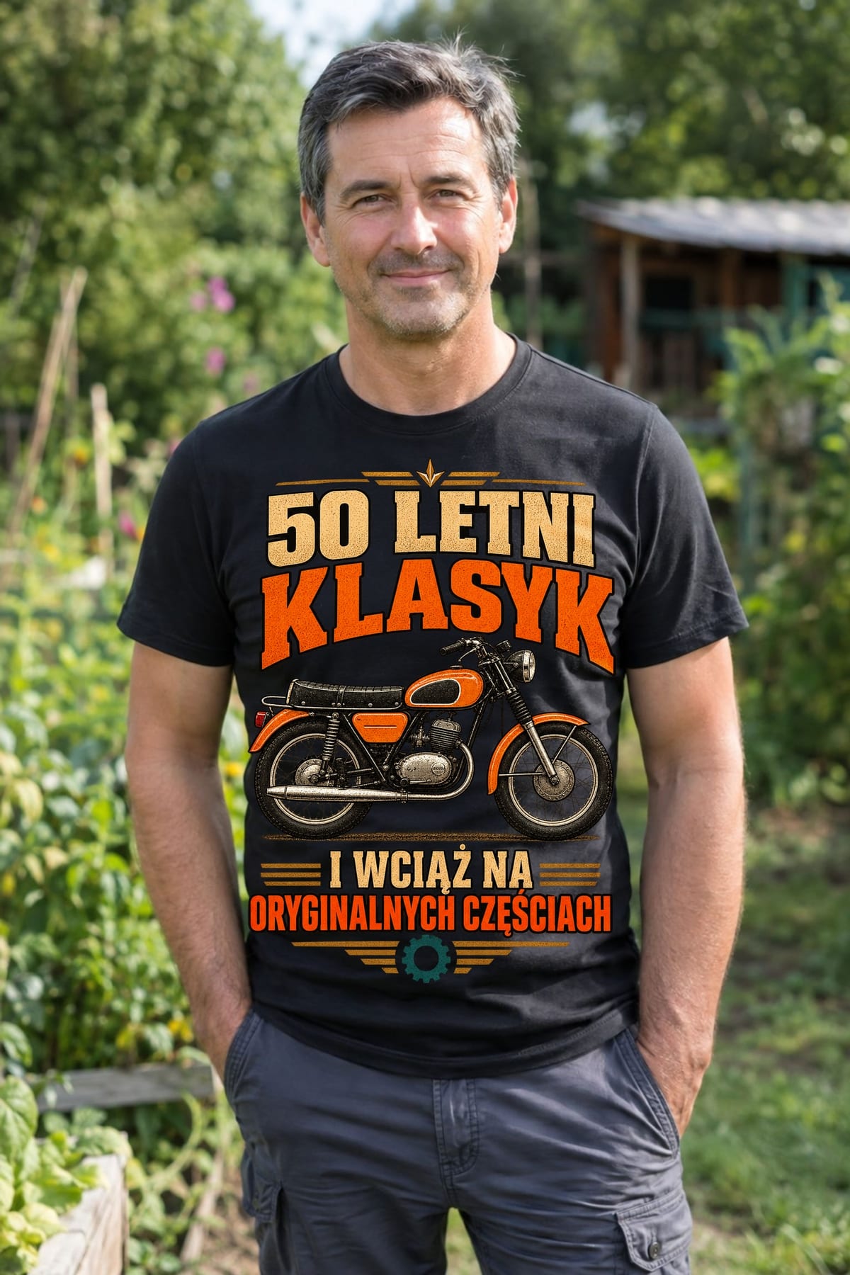 Koszulka męska czarna na 50 urodziny WSK klasyk motocykl prezent, zdjęcie 4