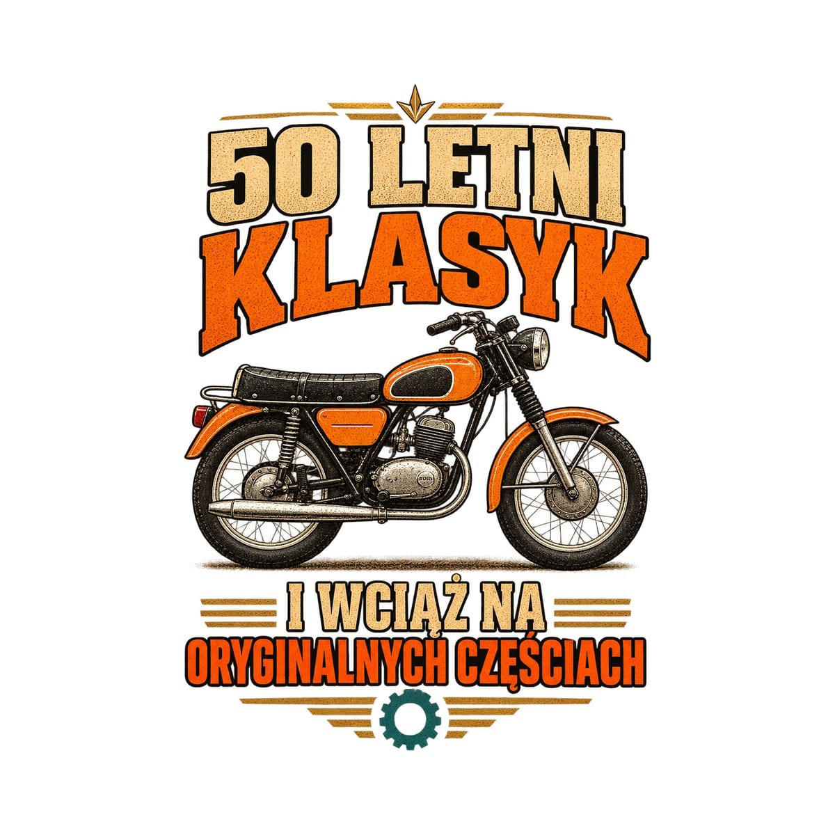Koszulka męska biała na 50 urodziny WSK klasyk motocykl prezent, zdjęcie 2