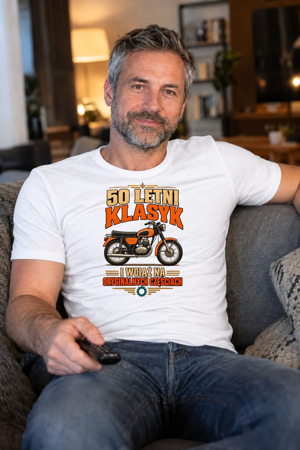 Koszulka męska biała na 50 urodziny WSK klasyk motocykl prezent, zdjęcie 7