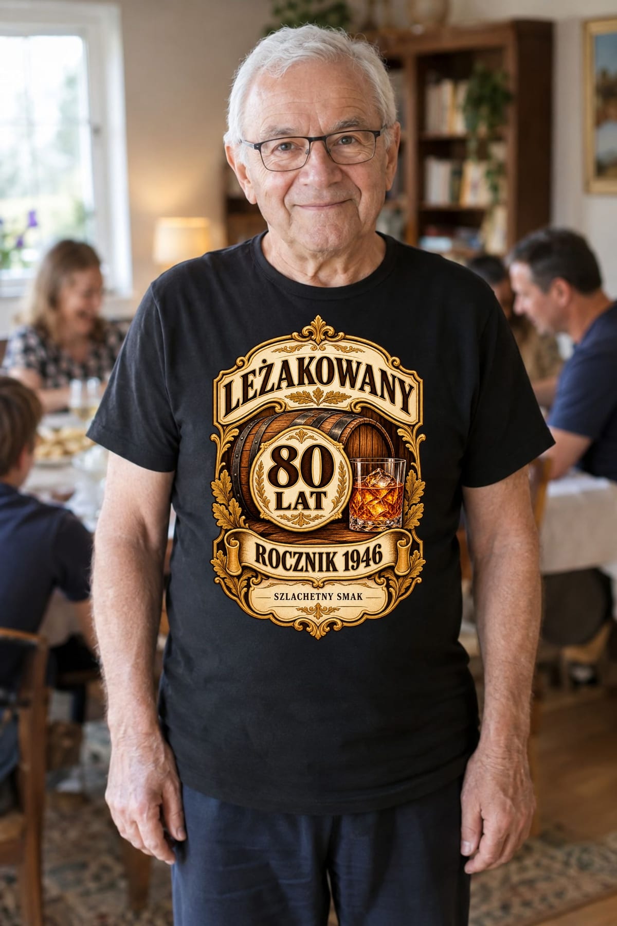 Koszulka męska czarna na 80 urodziny whisky rocznik 1946 prezent, zdjęcie 3