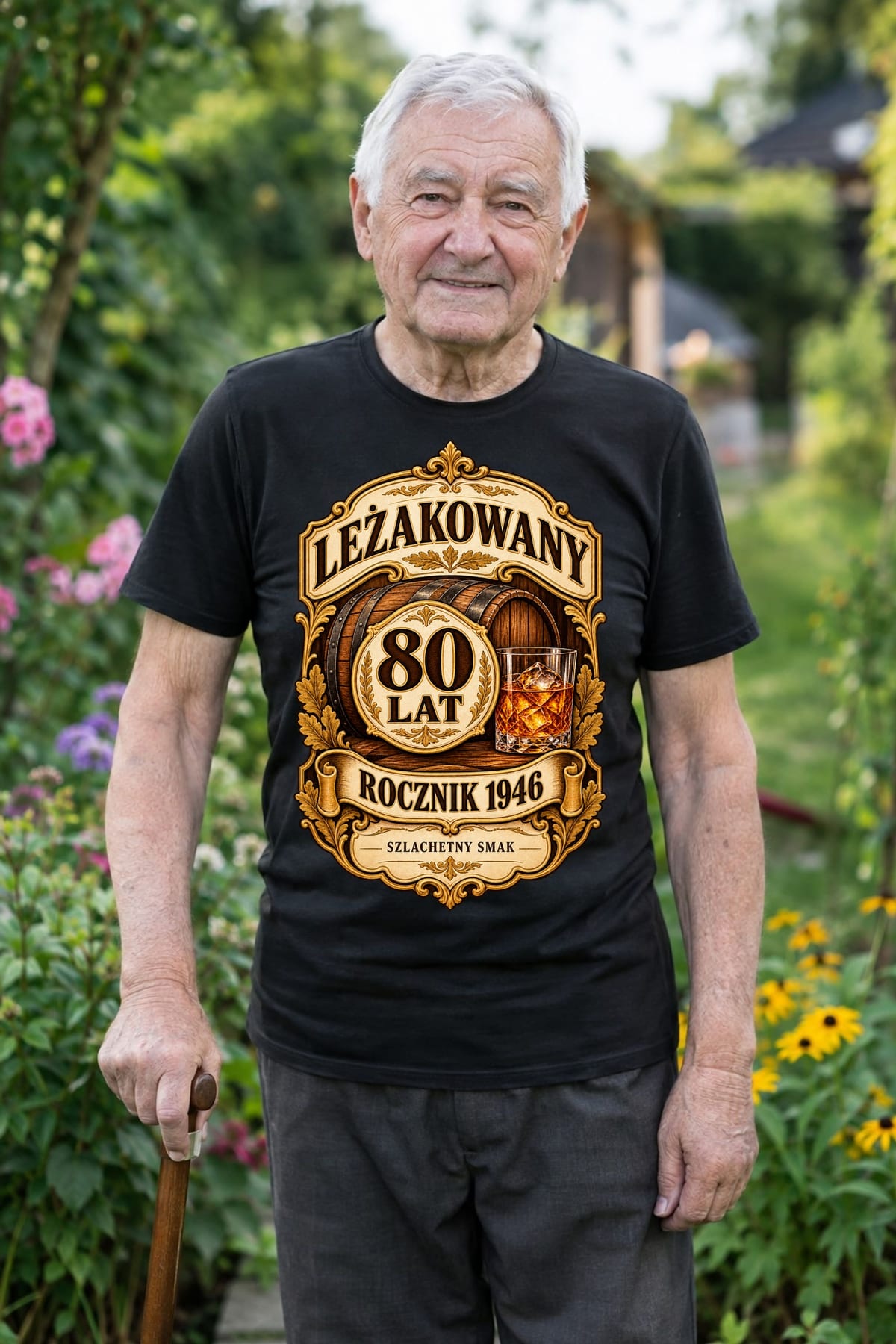 Koszulka męska czarna na 80 urodziny whisky rocznik 1946 prezent, zdjęcie 4