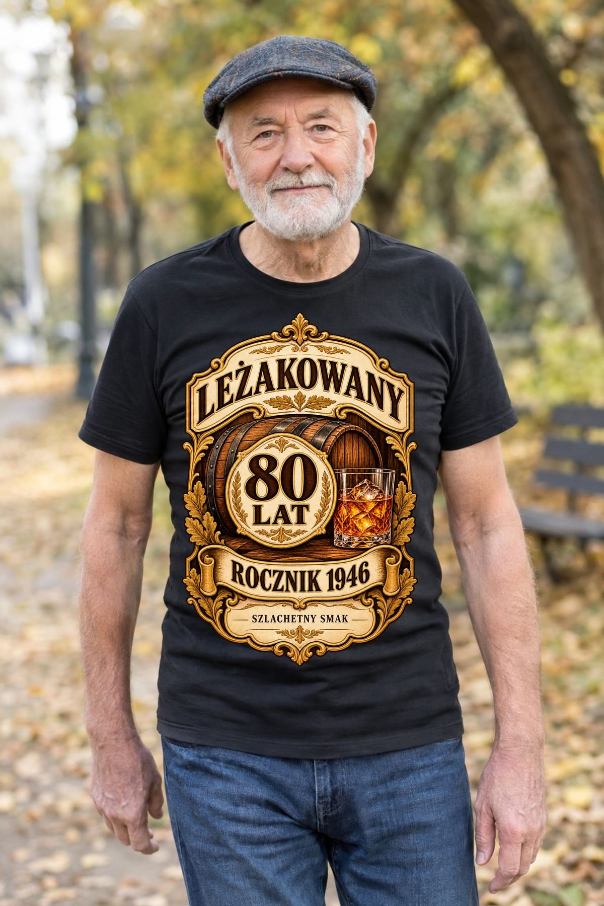 Koszulka męska czarna na 80 urodziny whisky rocznik 1946 prezent, zdjęcie 5