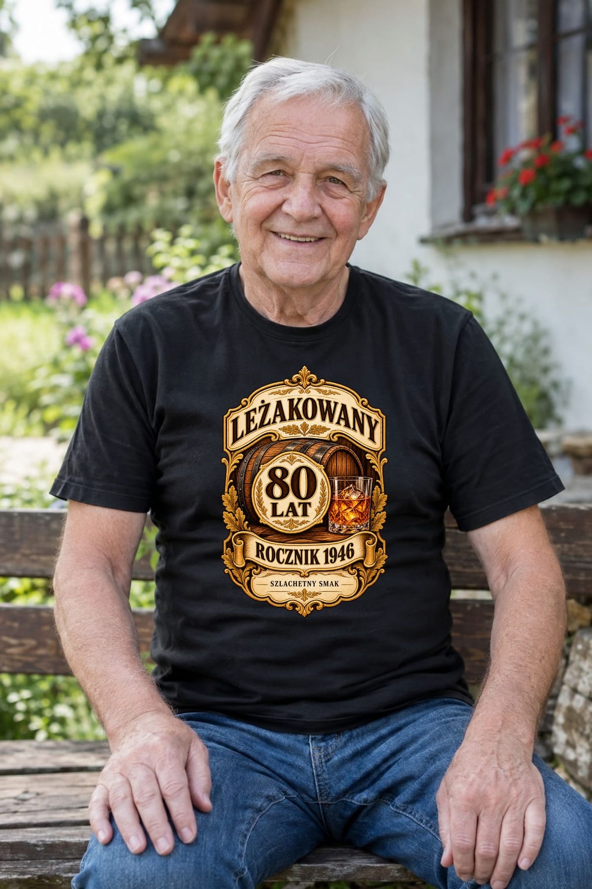 Koszulka męska czarna na 80 urodziny whisky rocznik 1946 prezent, zdjęcie 6