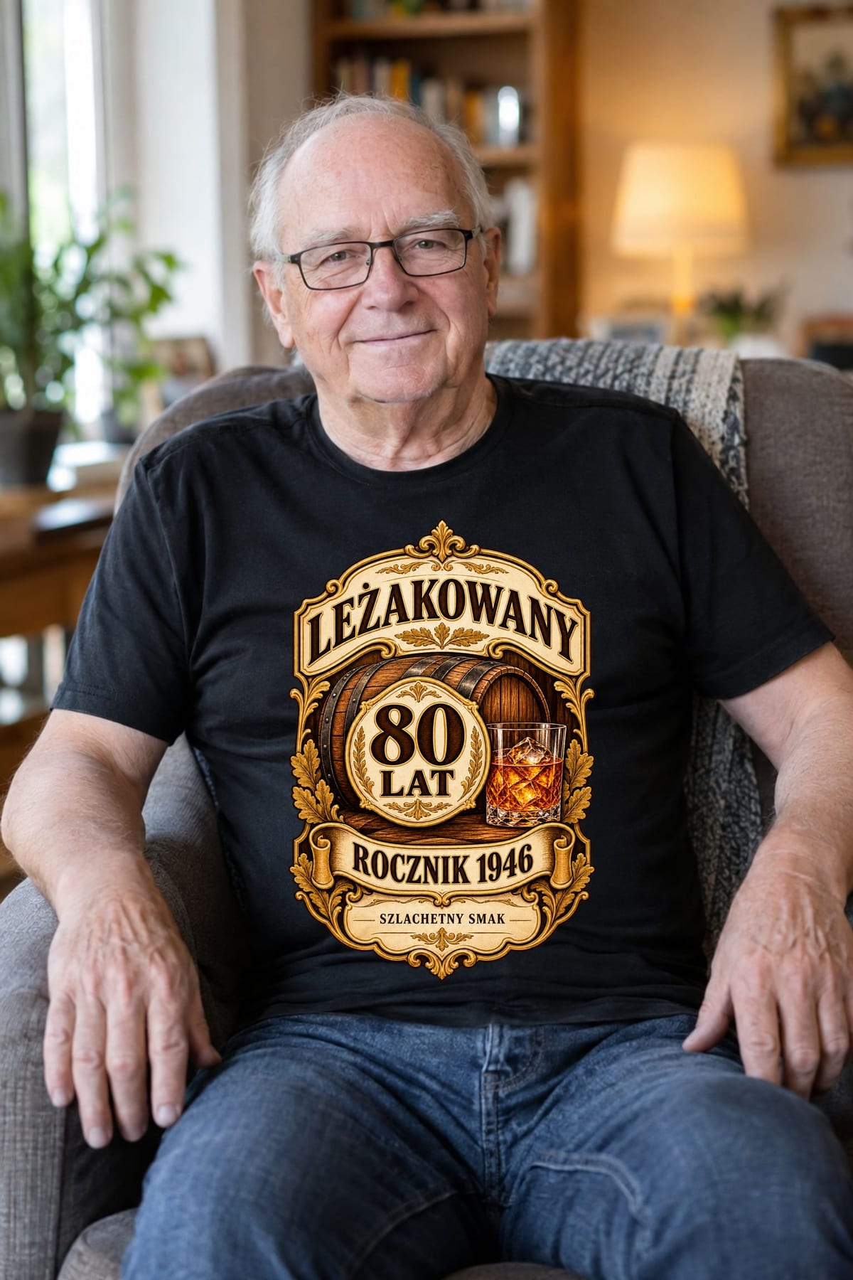 Koszulka męska czarna na 80 urodziny whisky rocznik 1946 prezent, zdjęcie 8