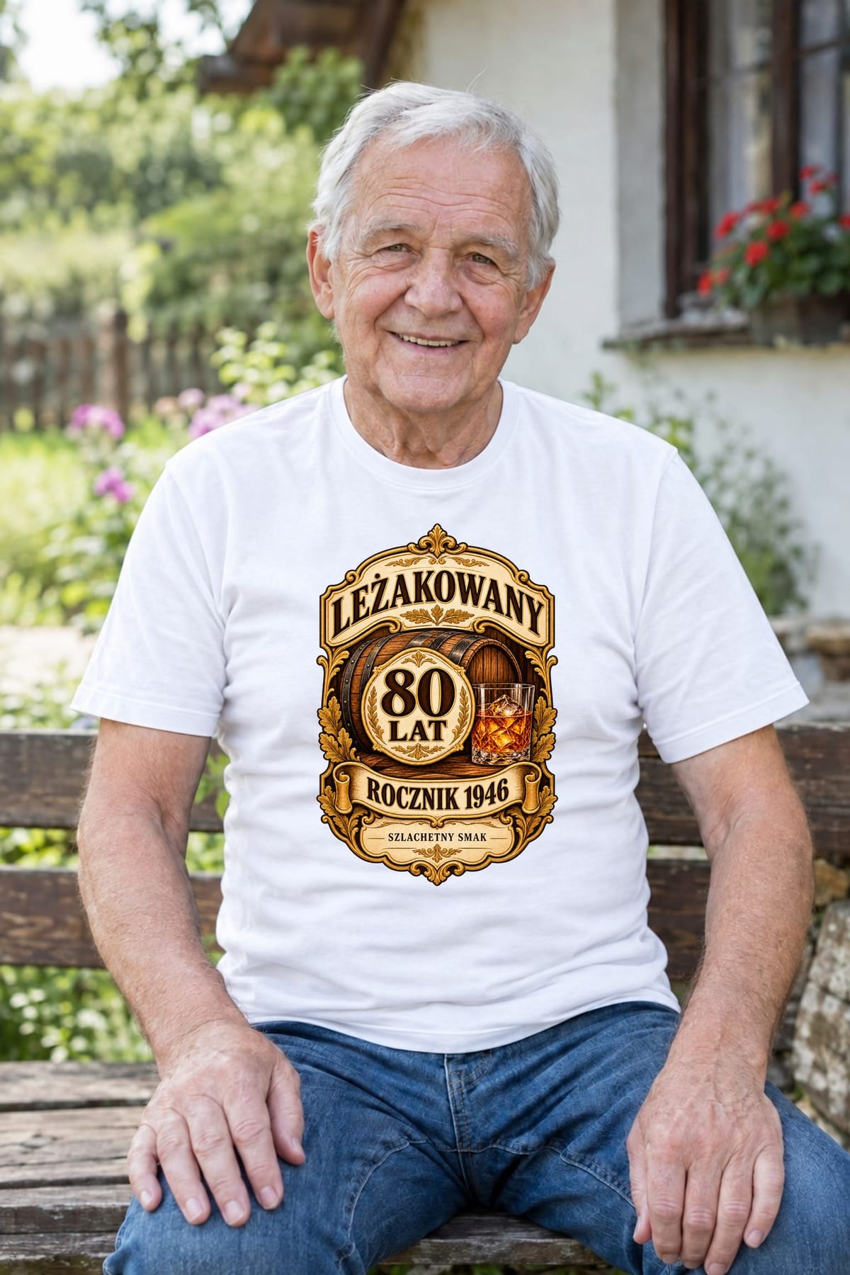 Koszulka męska biała na 80 urodziny whisky rocznik 1946 prezent, zdjęcie 4