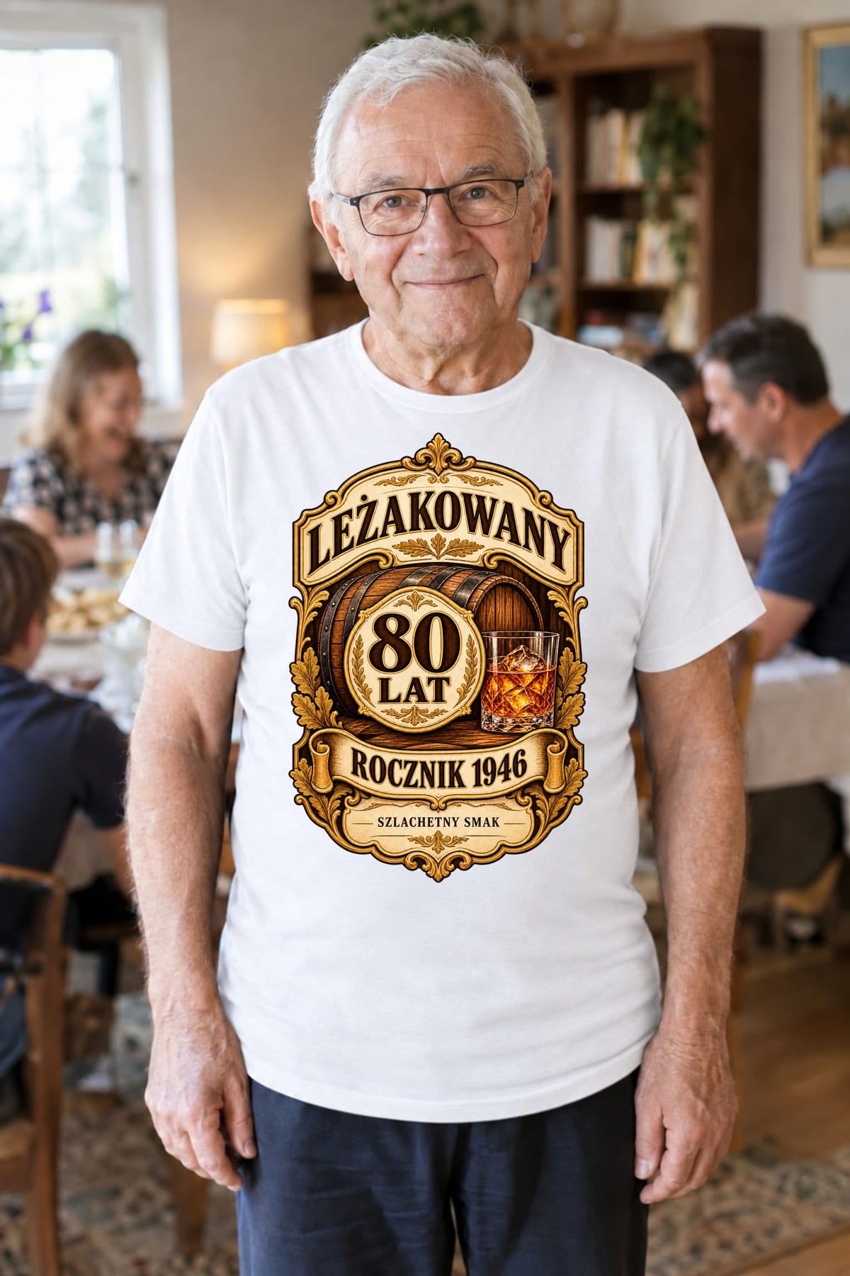 Koszulka męska biała na 80 urodziny whisky rocznik 1946 prezent, zdjęcie 5