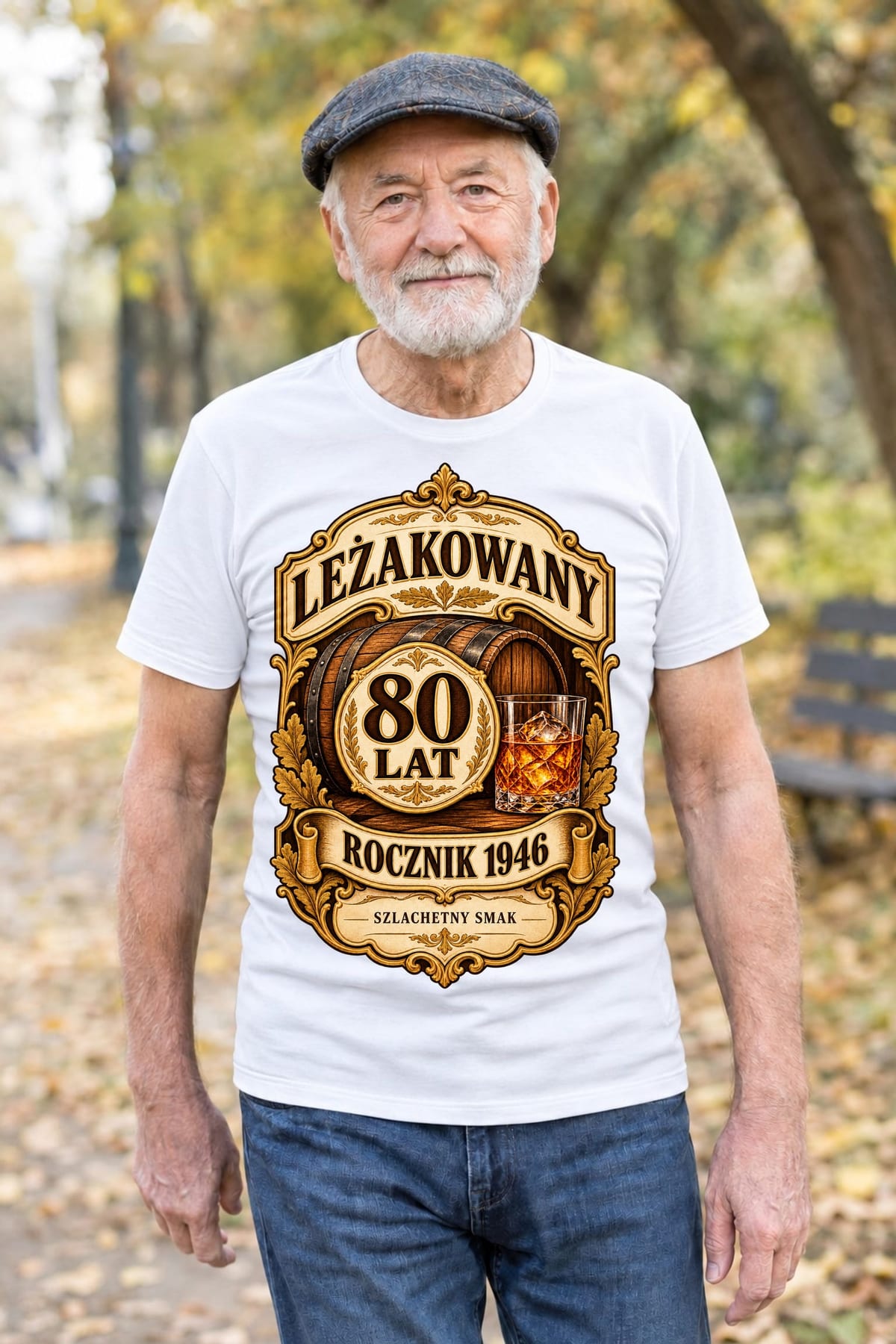 Koszulka męska biała na 80 urodziny whisky rocznik 1946 prezent, zdjęcie 6