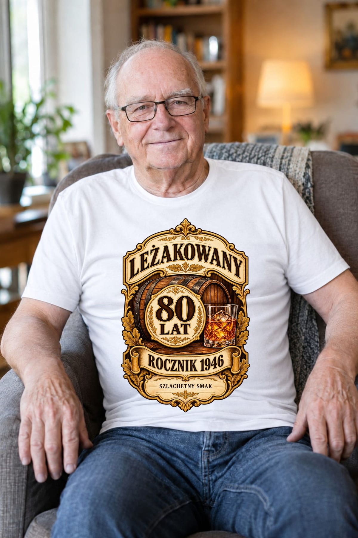 Koszulka męska biała na 80 urodziny whisky rocznik 1946 prezent, zdjęcie 7