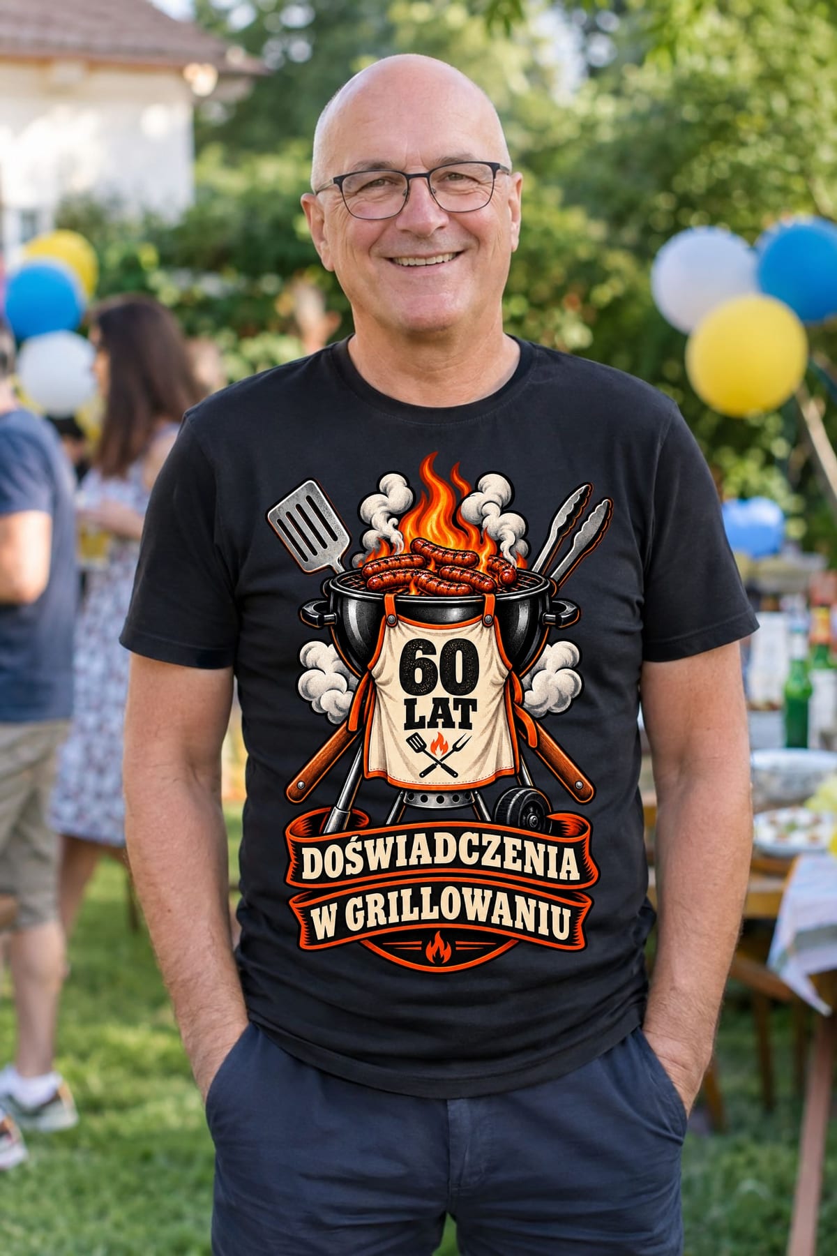 Koszulka męska czarna na 60 urodziny grill master prezent dla taty, zdjęcie 5
