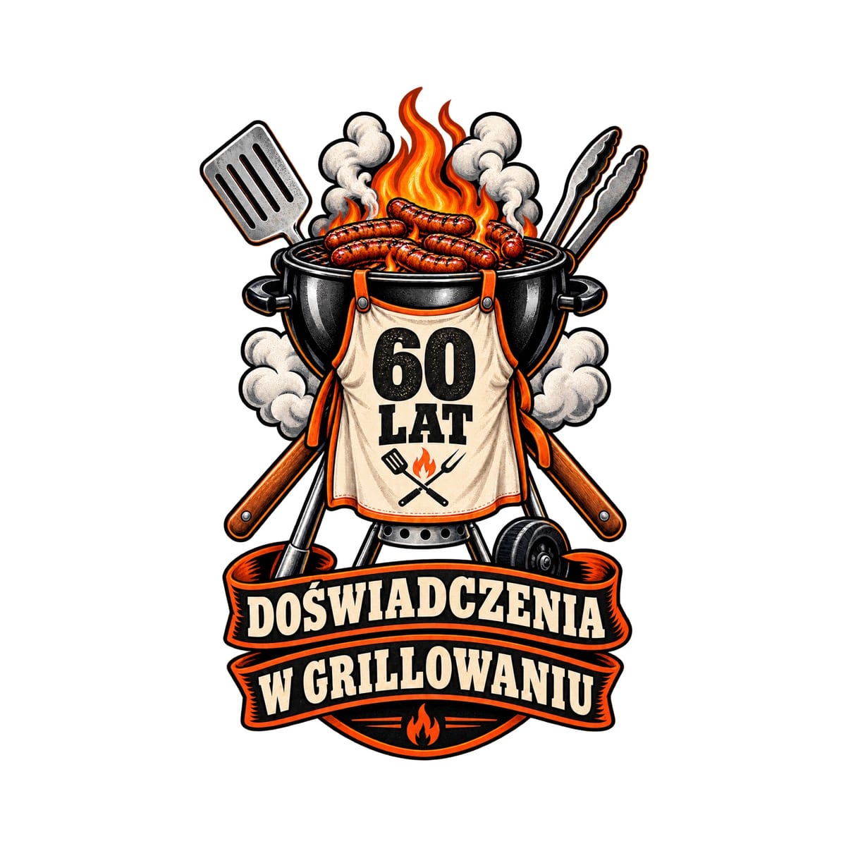 Koszulka męska biała na 60 urodziny grill master prezent dla taty, zdjęcie 2