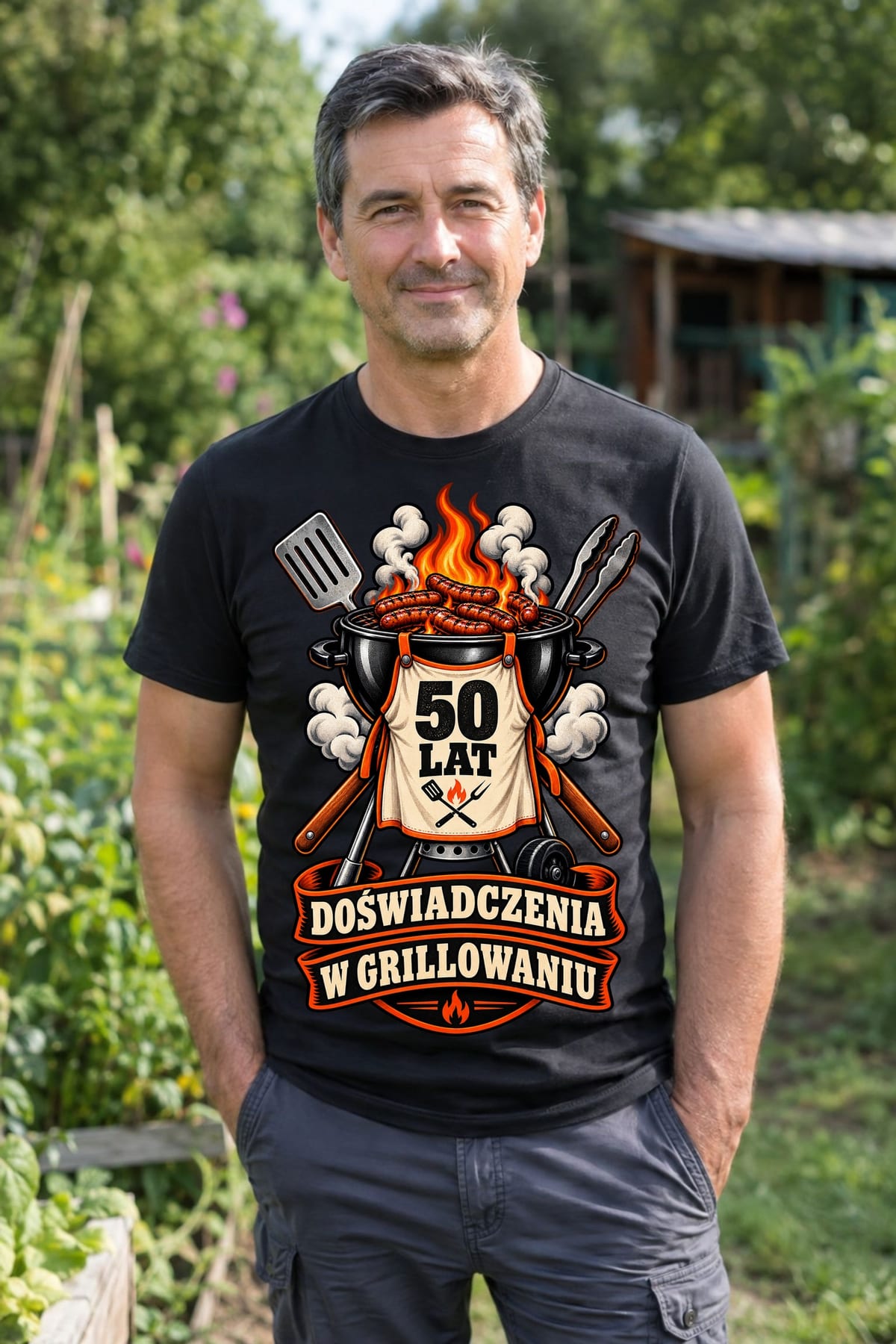 Koszulka męska czarna na 50 urodziny grill master prezent dla taty, zdjęcie 4