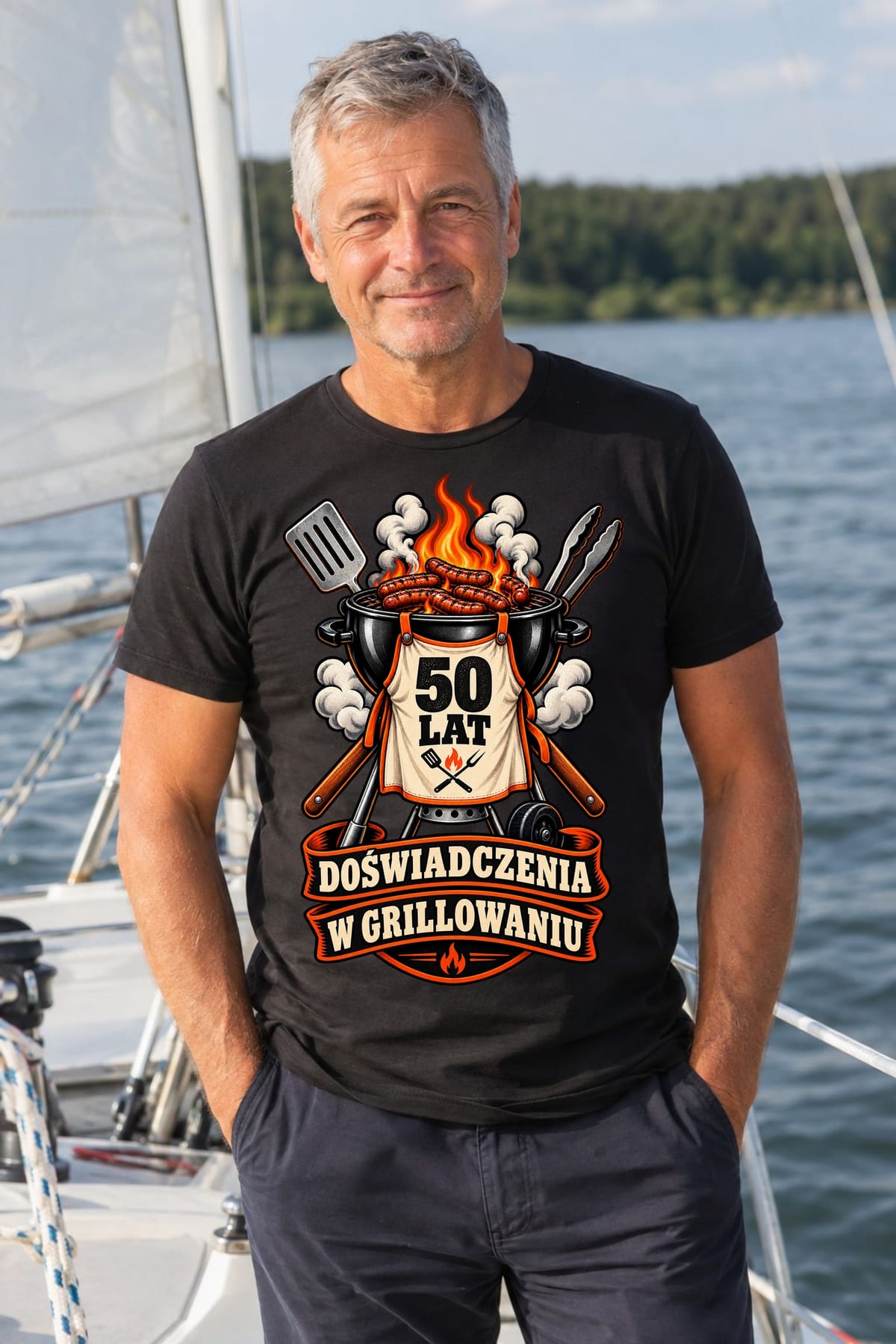 Koszulka męska czarna na 50 urodziny grill master prezent dla taty, zdjęcie 5