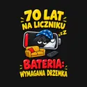 Koszulka męska czarna na 70 urodziny bateria wymagana drzemka prezent, zdjęcie 2