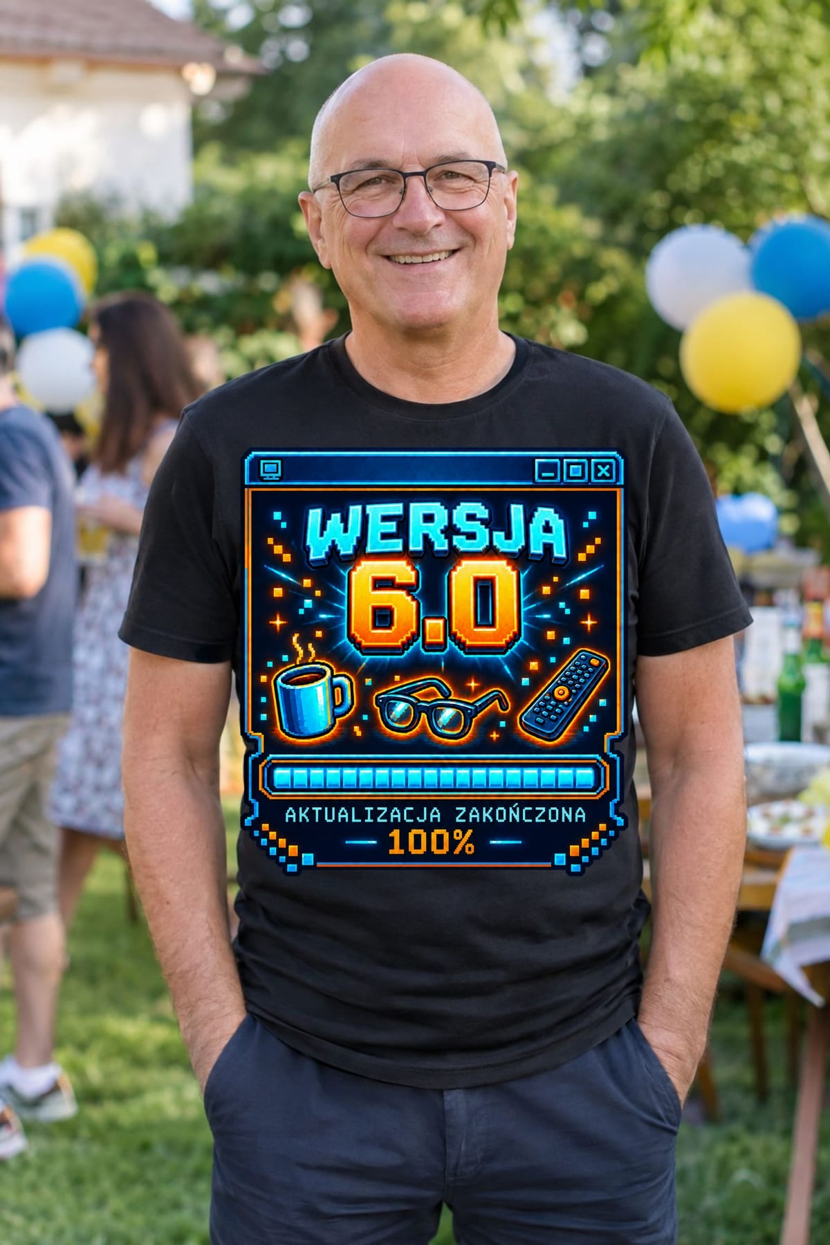 Koszulka męska czarna na 60 urodziny aktualizacja wersja 6 0 prezent, zdjęcie 4