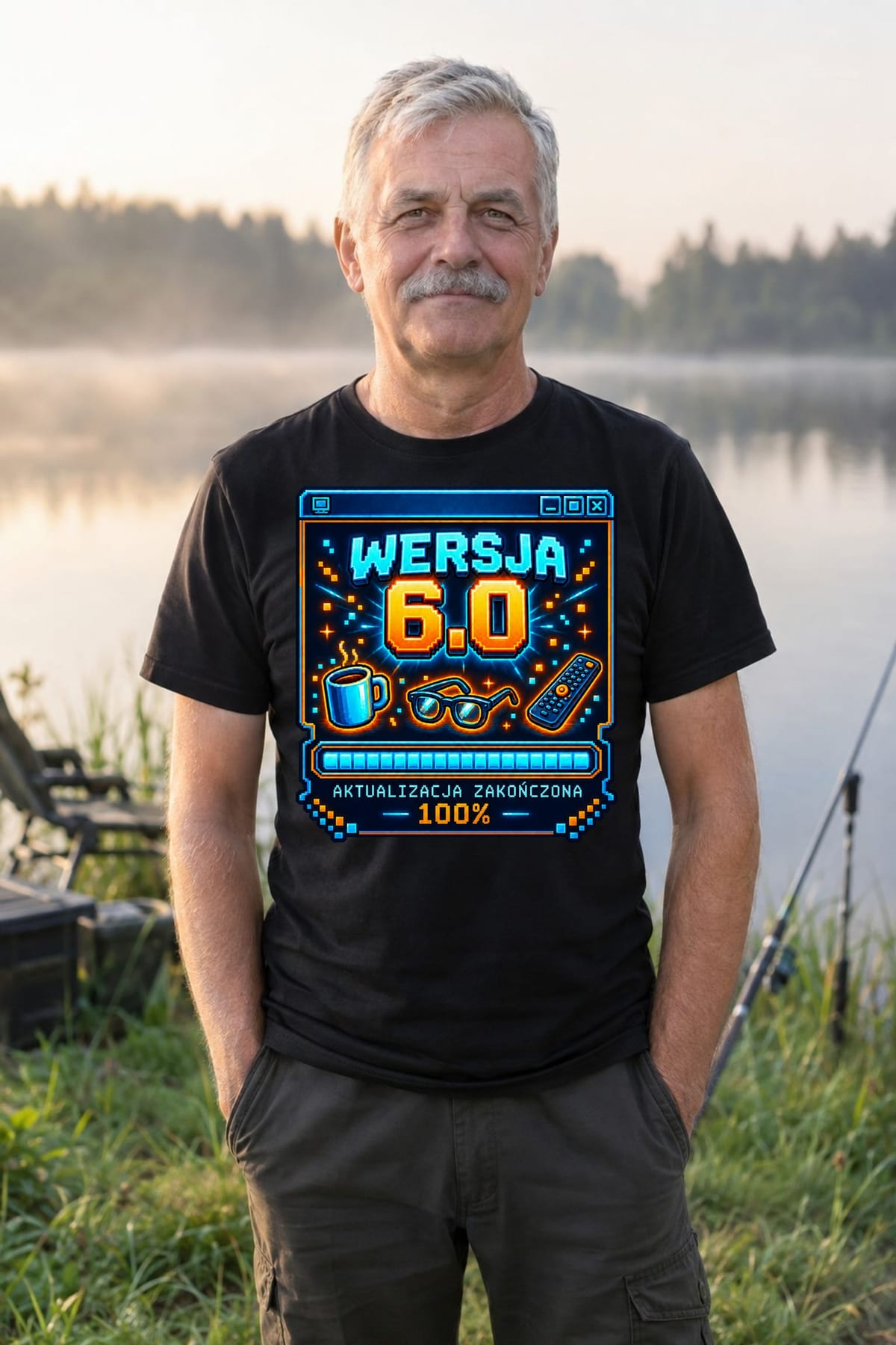 Koszulka męska czarna na 60 urodziny aktualizacja wersja 6 0 prezent, zdjęcie 5