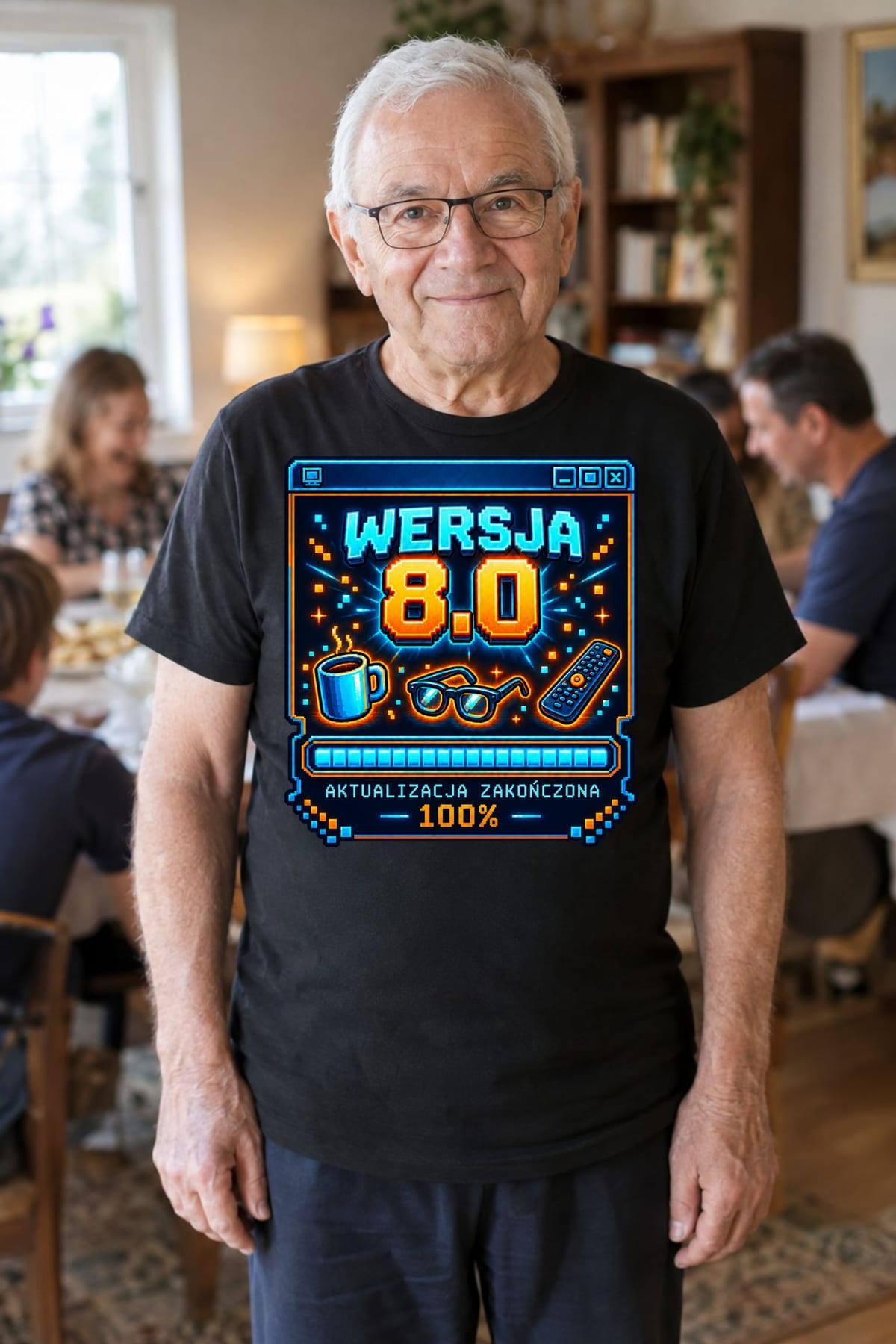Koszulka męska czarna na 80 urodziny wersja 8 0 śmieszna prezent, zdjęcie 3