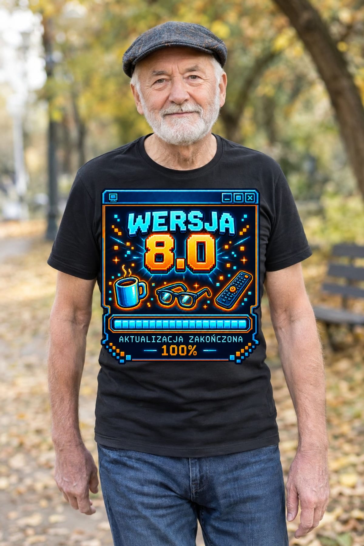 Koszulka męska czarna na 80 urodziny wersja 8 0 śmieszna prezent, zdjęcie 6