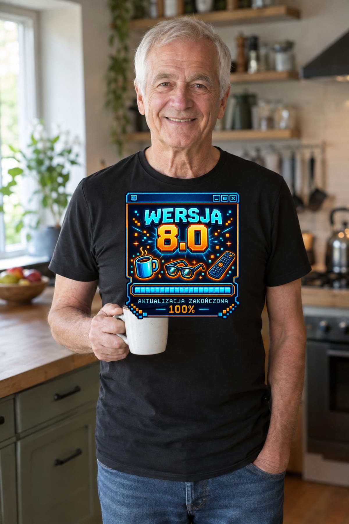Koszulka męska czarna na 80 urodziny wersja 8 0 śmieszna prezent, zdjęcie 7