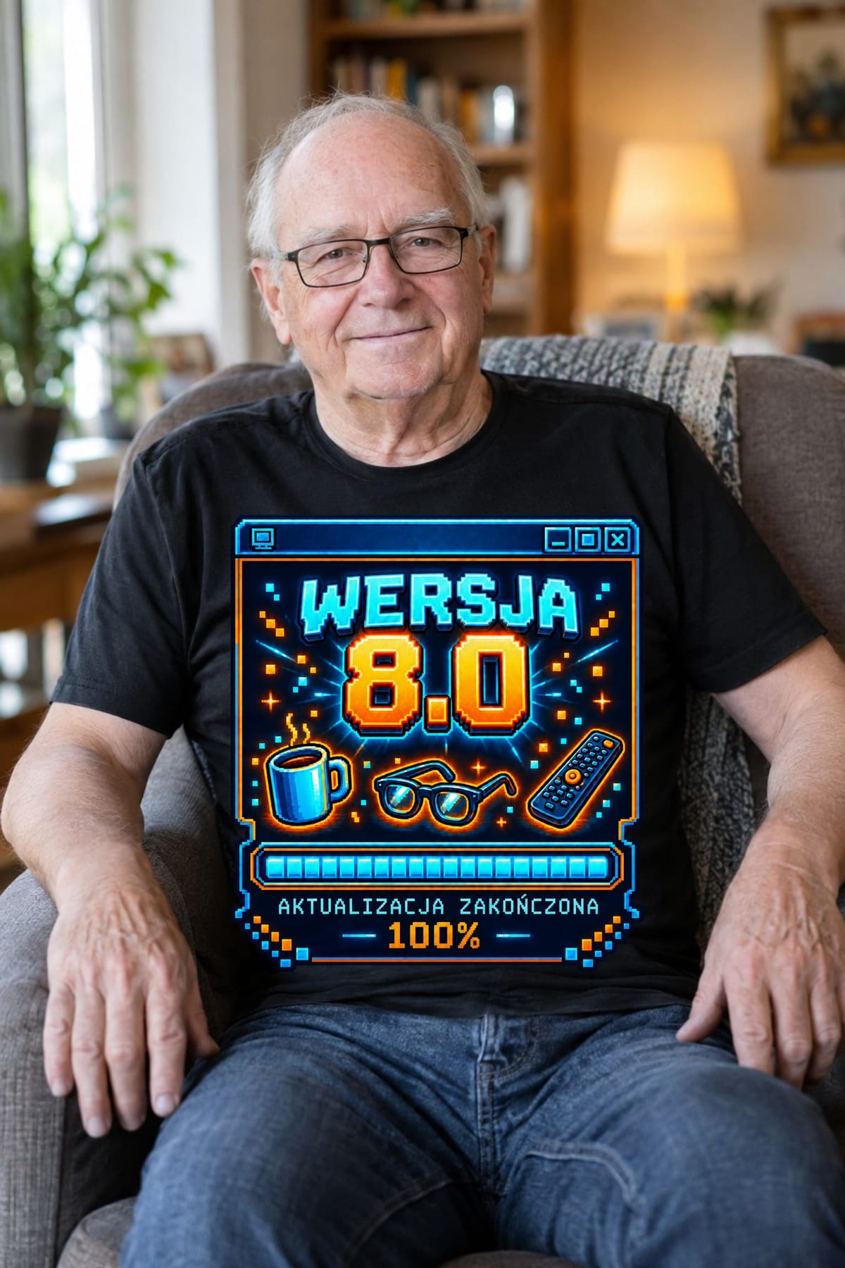 Koszulka męska czarna na 80 urodziny wersja 8 0 śmieszna prezent, zdjęcie 8