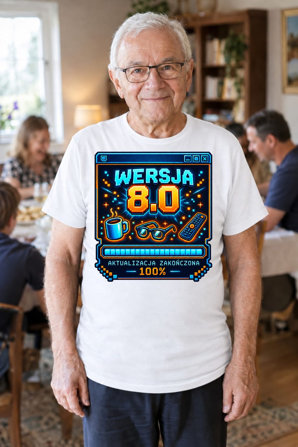 Koszulka męska biała na 80 urodziny wersja 8 0 śmieszna prezent, zdjęcie 6