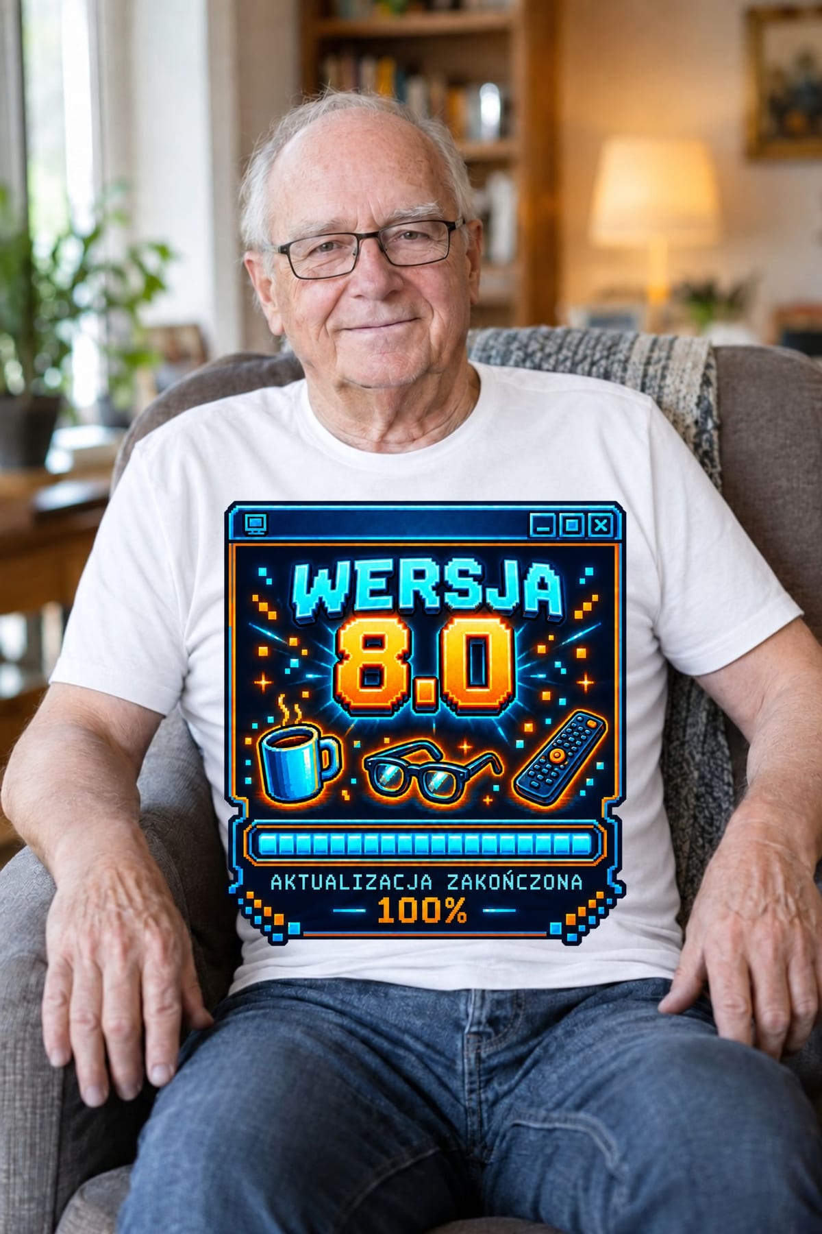 Koszulka męska biała na 80 urodziny wersja 8 0 śmieszna prezent, zdjęcie 7