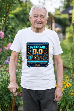Koszulka męska biała na 80 urodziny wersja 8 0 śmieszna prezent