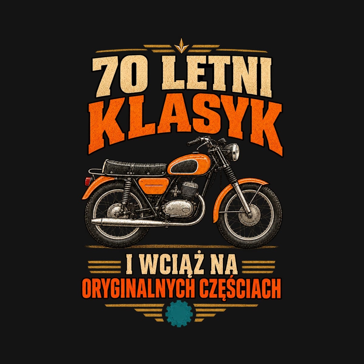 Koszulka męska czarna na 70 urodziny motocykl WSK klasyk prezent, zdjęcie 2