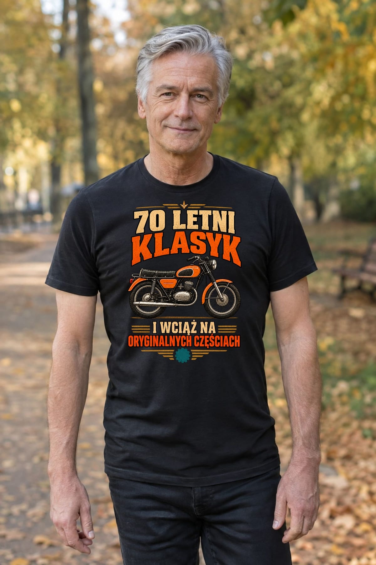 Koszulka męska czarna na 70 urodziny motocykl WSK klasyk prezent, zdjęcie 8