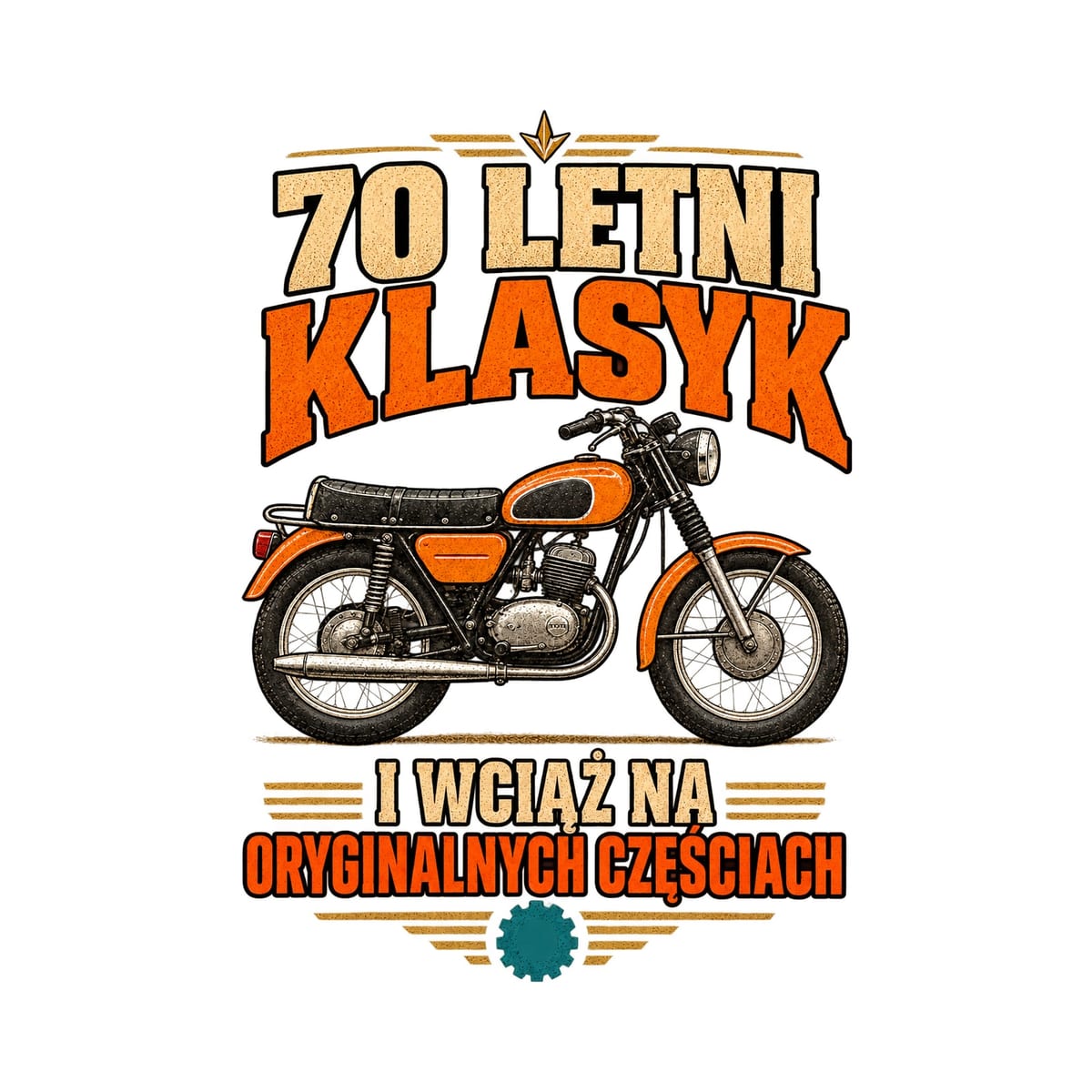 Koszulka męska biała na 70 urodziny motocykl WSK klasyk prezent, zdjęcie 2