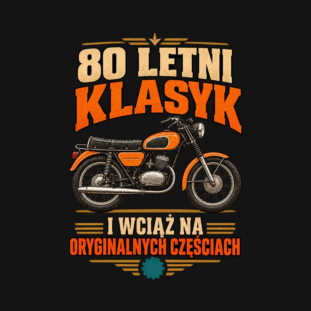 Koszulka męska czarna na 80 urodziny motocykl WSK klasyk prezent, zdjęcie 2