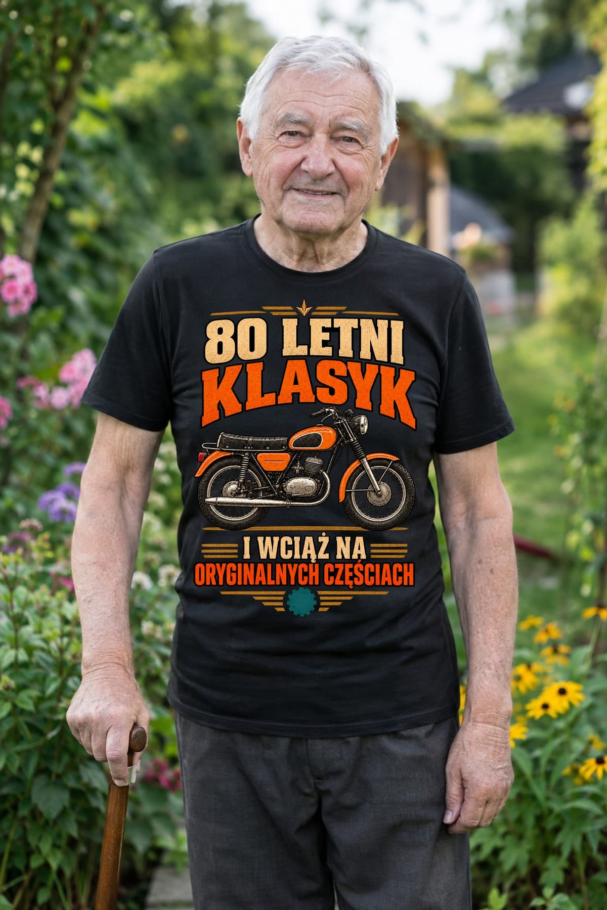 Koszulka męska czarna na 80 urodziny motocykl WSK klasyk prezent, zdjęcie 4