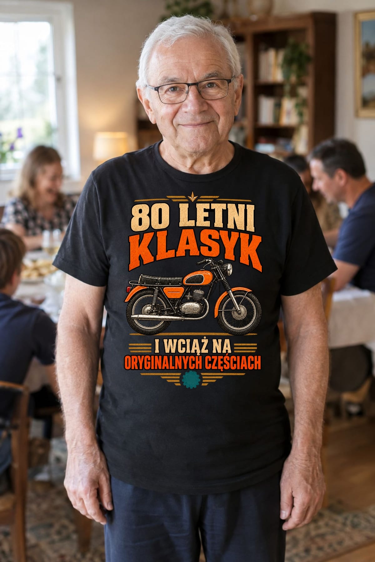 Koszulka męska czarna na 80 urodziny motocykl WSK klasyk prezent, zdjęcie 6