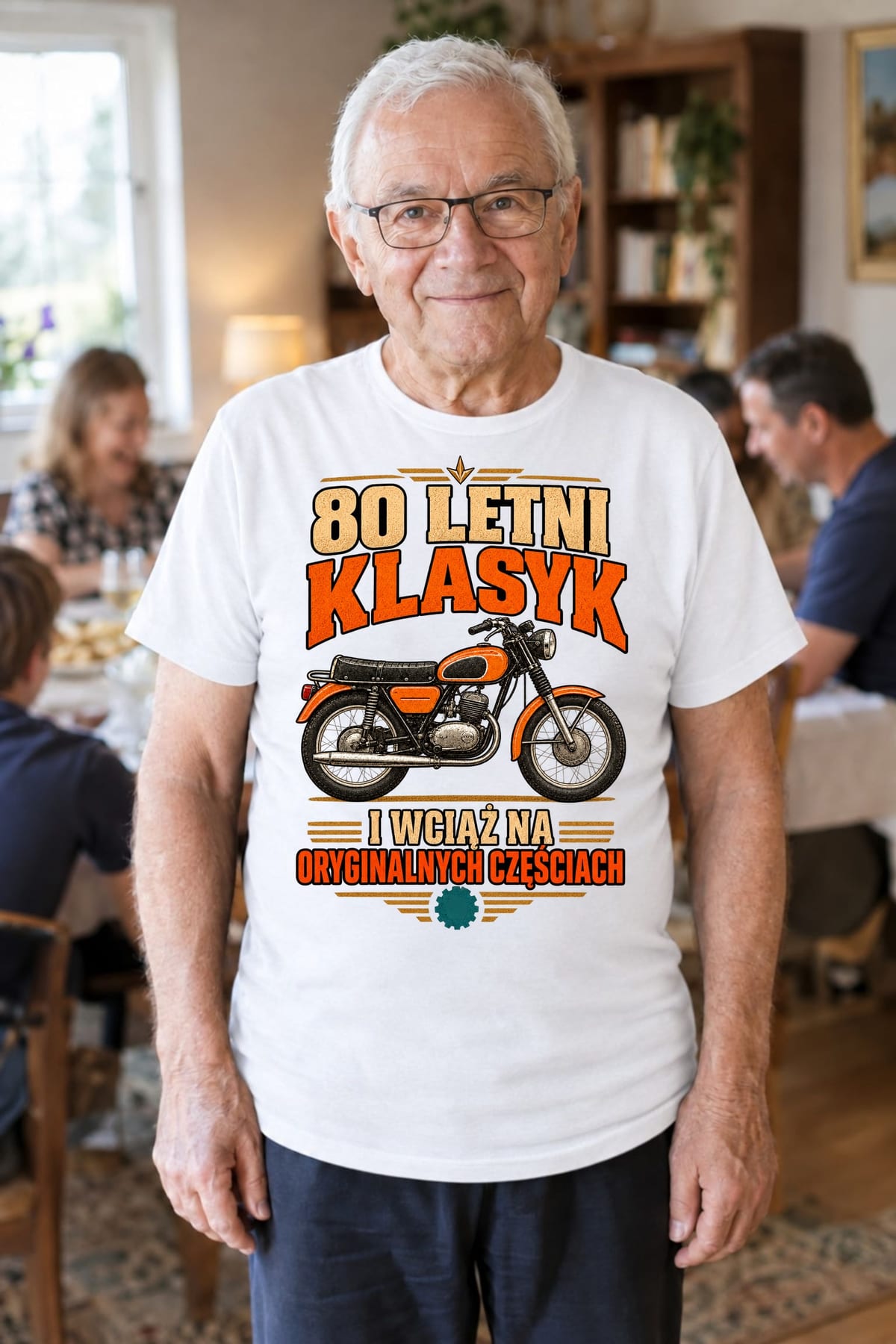 Koszulka męska biała na 80 urodziny motocykl WSK klasyk prezent, zdjęcie 5