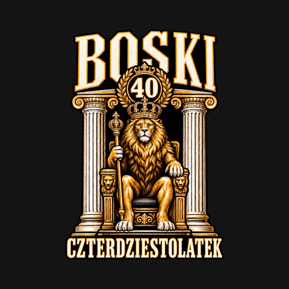 Koszulka męska czarna na 40 urodziny boski czterdziestolatek lew prezent, zdjęcie 2
