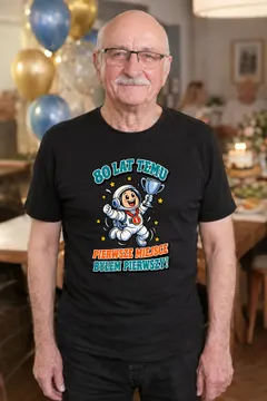 Koszulka męska czarna na 80 urodziny byłem pierwszy astronauta prezent
