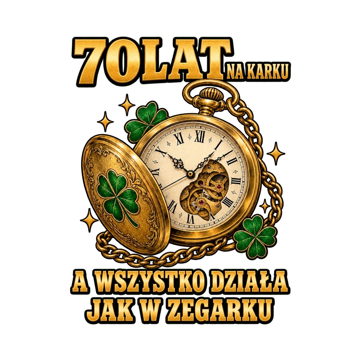 Koszulka męska biała na 70 urodziny zegarek wszystko działa prezent, zdjęcie 2